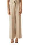 Bardot Callista High Waist Wide Leg Pants In Beige