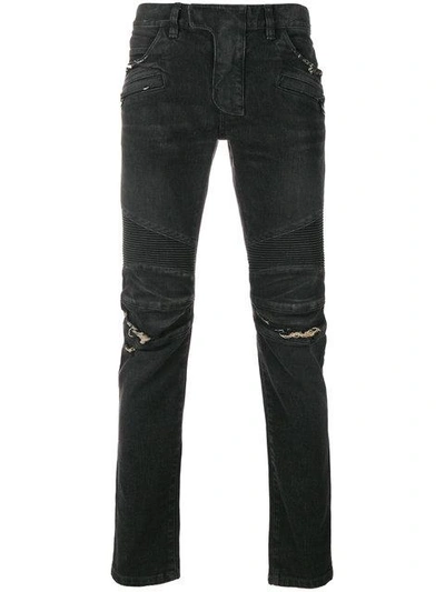 Balmain Distressed Skinny Jeans - Grey