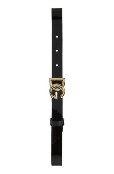 Dolce & Gabbana Kids' Dg Logo Buckle Leather Belt In Black