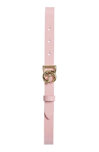 Dolce & Gabbana Kids' Dg Logo Buckle Leather Belt In Pink
