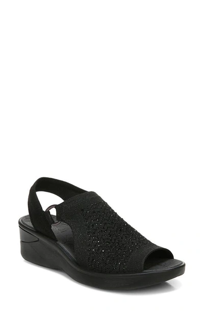 Bzees Star Bright Knit Wedge Sandal In Black