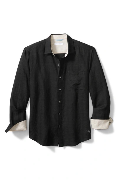 Tommy Bahama Ventana Plaid Linen Button-up Shirt In Black