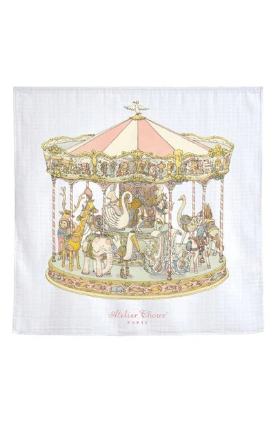 Atelier Choux Pink Carousel Cotton Swaddle