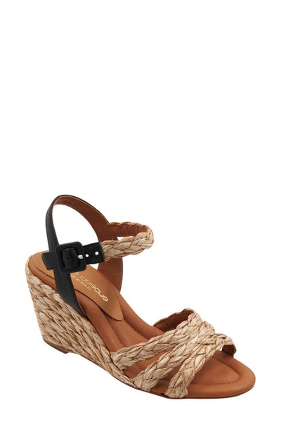 Andre Assous Milena Wedge Sandal In Natural/ Black