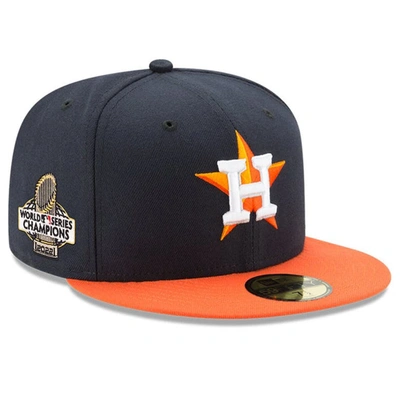 New Era Navy/orange Houston Astros 2022 World Series Champions Road Side Patch 59fifty Fitted Hat
