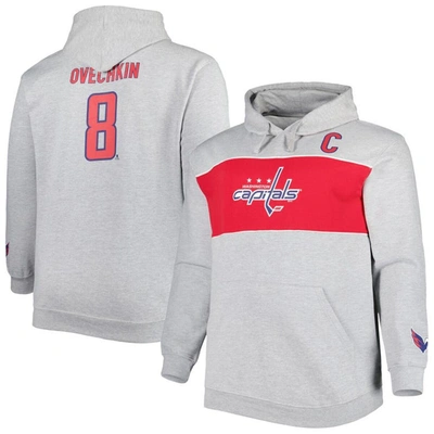 Profile Men's Alexander Ovechkin Heather Gray Washington Capitals Big And Tall Player Lace-up Pullover Hoodi