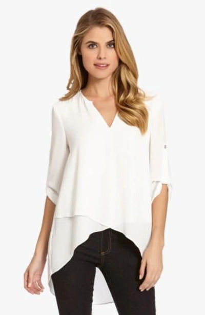 Karen Kane Asymmetrical Wrap Hem Top In Off White