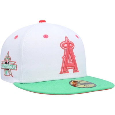 New Era Men's  White, Green Los Angeles Angels Watermelon Lolli 59fifty Fitted Hat In White,green