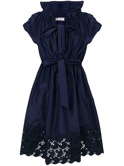 Lanvin Ruched Cotton And Silk-blend Dress In Blue