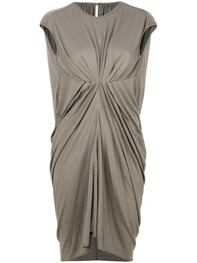 Rick Owens Gathered-front Draped Dress In Grey