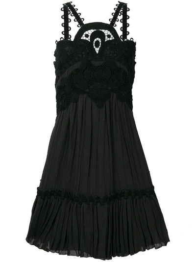 Chloé Flared Embroidered Dress - Black