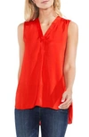 Vince Camuto Sleeveless V-neck Rumple Blouse In Geranium