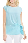 Vince Camuto Tie Front Blouse In Aqua Glow