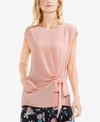 Vince Camuto Tie Waist Mixed Media Top In Wild Rose