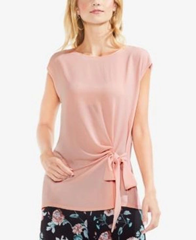Vince Camuto Tie Waist Mixed Media Top In Wild Rose