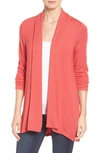 Bobeau High/low Jersey Cardigan In Red Pepper