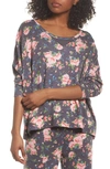 Honeydew Intimates French Terry Sweatshirt In Dark Grey Floral