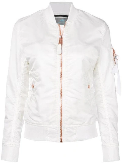Alpha Industries Zipped Bomber Jacket - White In White