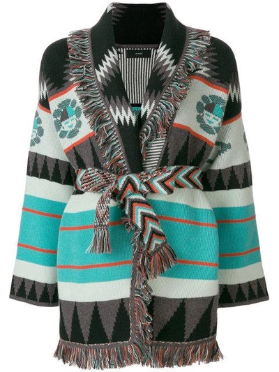Alanui Pattern Embroidered And Fringe Trim Cardigan In Multicolour