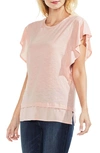 Vince Camuto Ruffle Sleeve Top In French Peach