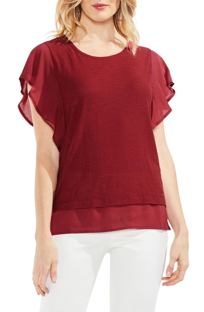 Vince Camuto Ruffle Sleeve Top In Indie Red