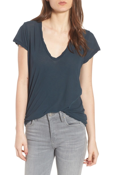 James Perse High Gauge Jersey Deep V Tee In Liquid