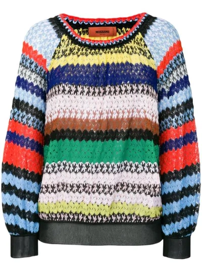 Missoni Striped Crochet-knit Sweater In Multicolour