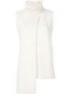 Cashmere In Love Cashmere Tania Turtleneck Sleeveless Top In Neutrals