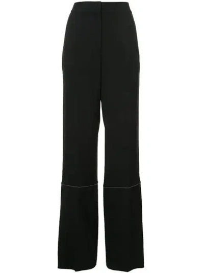 Proenza Schouler Striped Crepe Wide-leg Pants In Black