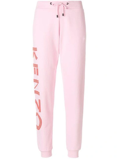 Kenzo Logo Cotton Track Pants In Rosa