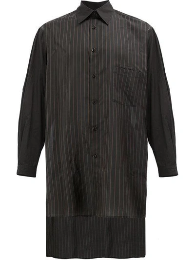 Yohji Yamamoto Long Striped Shirt In Black