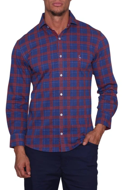 Tailorbyrd Regular Fit Plaid Button Front Shirt In Navy