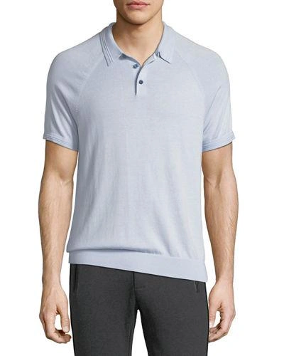Michael Kors Solid Knit Polo Shirt In Ice Blue