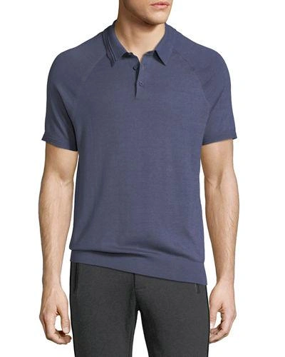 Michael Kors Solid Knit Polo Shirt In Smokey Blue
