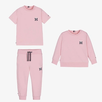 Tommy Hilfiger Baby Girls Pink Logo Tracksuit Gift Set