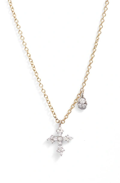 Meira T Diamond Cross Pendant Necklace In Yellow