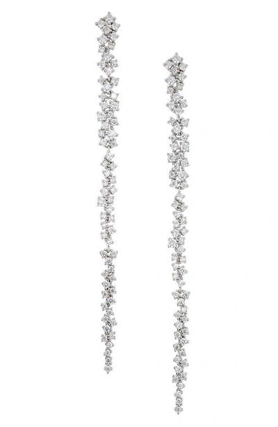 Shashi Kalista Pavé Linear Drop Earrings In Silver