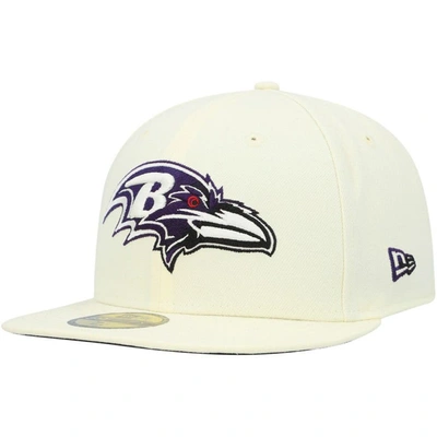 New Era Cream Baltimore Ravens Chrome Dim 59fifty Fitted Hat