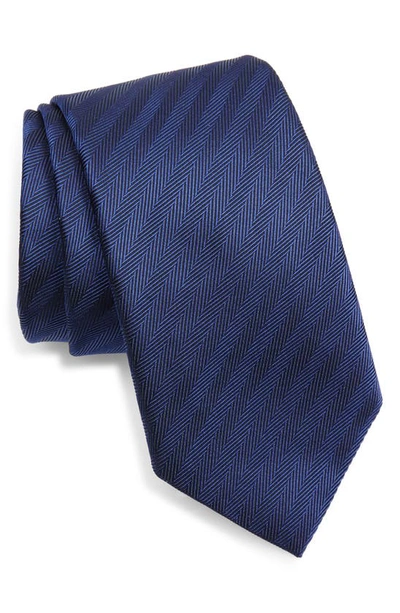 Zegna Ties Brera Chevron Silk Tie In Blue