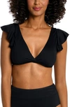 La Blanca Ruffle Bikini Top In Black