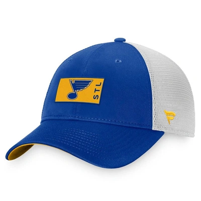 Fanatics Branded Blue/white St. Louis Blues Authentic Pro Rink Trucker Snapback Hat In Blue,white