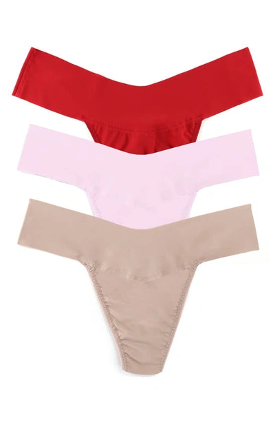Hanky Panky Breathe Assorted 3-pack V-cut Thongs In Cherryade Bliss Taupe