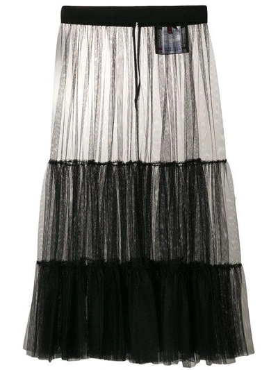 Moncler Over-the-knee Mesh Skirt In Black