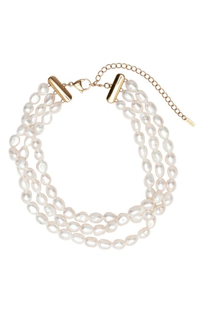 Saint Moran Freshwater Pearl Triple Strand Necklace In White