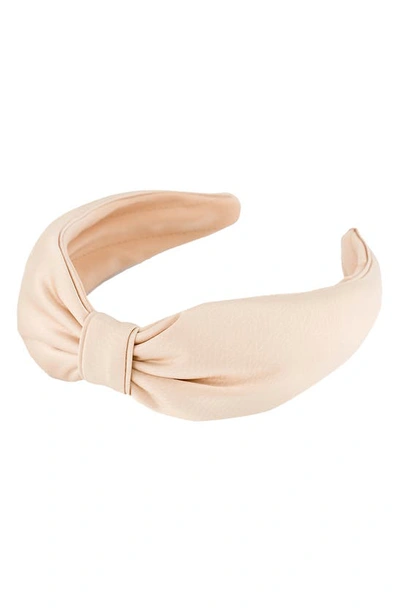 Alexandre De Paris Hammered Satin Headband In Beige