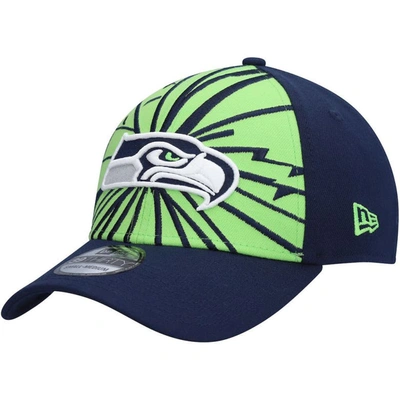 New Era Men's  Neon Green, College Navy Seattle Seahawks Shattered 39thirty Flex Hat In Neon Green,college Navy
