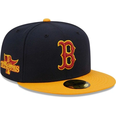 New Era Men's  Navy, Gold Boston Red Sox Primary Logo 59fifty Fitted Hat In Navy,gold