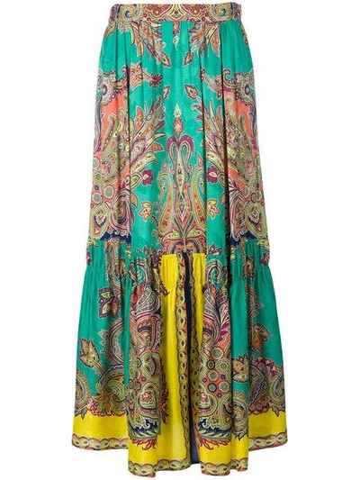 Etro Paisley Print Skirt In Green