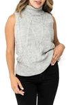 Gibsonlook Cable Stitch Sleeveless Turtleneck Sweater In H Grey