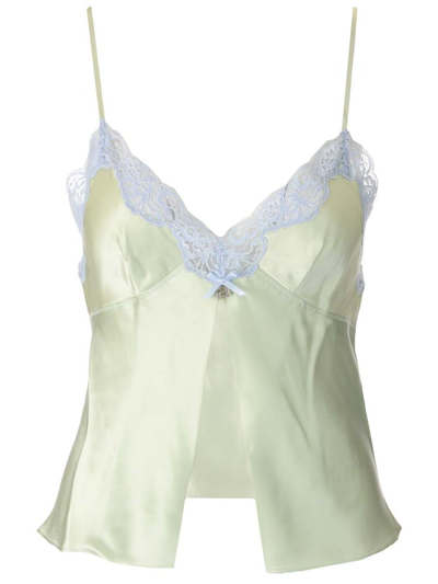 Alexander Wang Lace Trim Silk Charmeuse Butterfly Camisole In Pale Mint